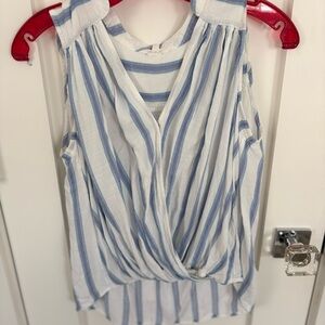 Splendid Blue and White Striped Blouse striped wrap perfect small
